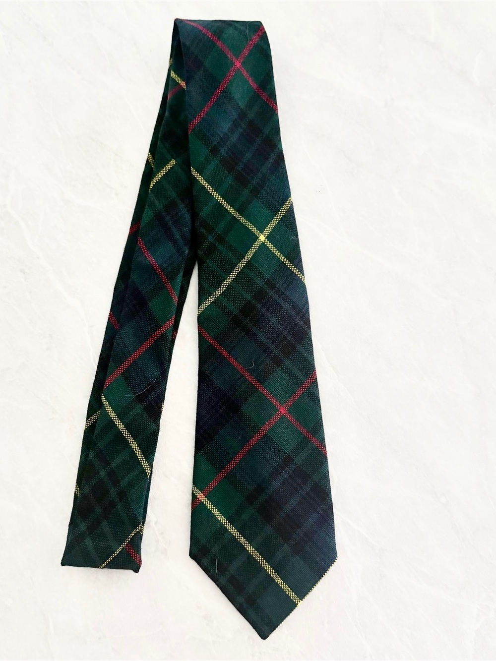 Vintage Stewart Hunting Tartan Tie 100% Wool Made Scotland Plaid